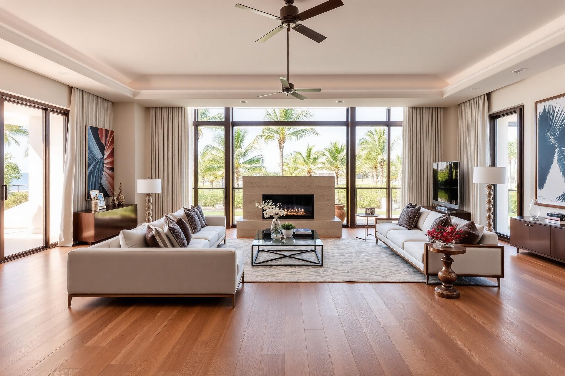 Luxury Naples, FL home with wide-plank hardwood flooring installed by Enterprise Floors